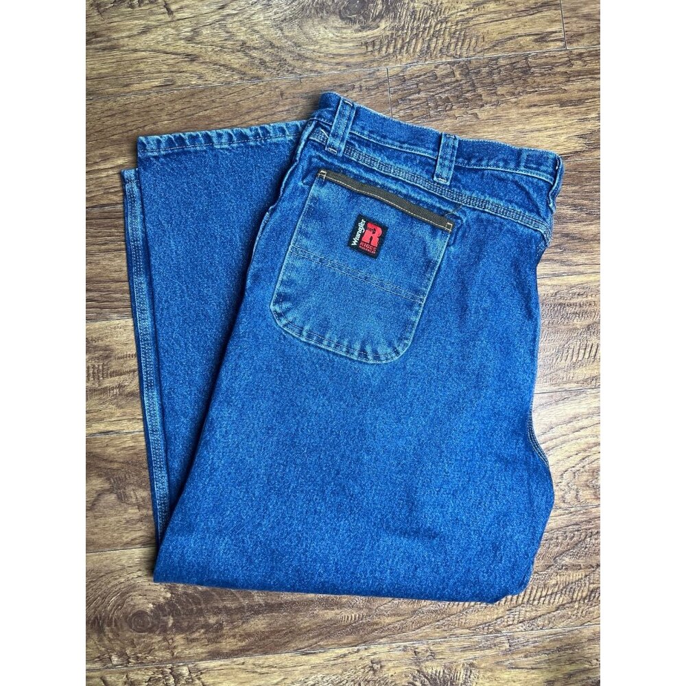 Wrangler Riggs Workwear Straight Leg Carpenter Jeans Men's 46x30 Blue Denim